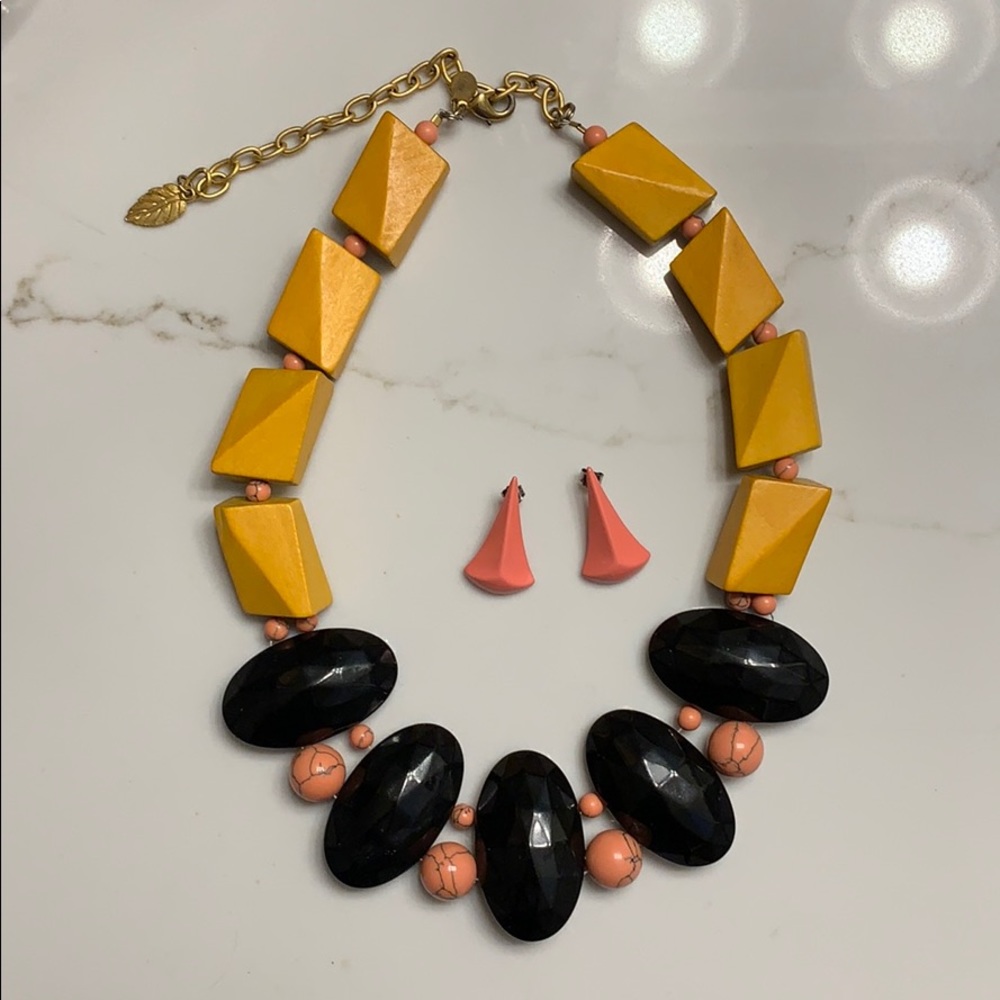 Anthropologie David Aubrey Chunky Wood Necklace